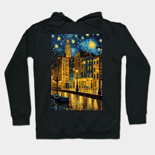 Beautiful city in Vincent van Gogh starry night style Hoodie